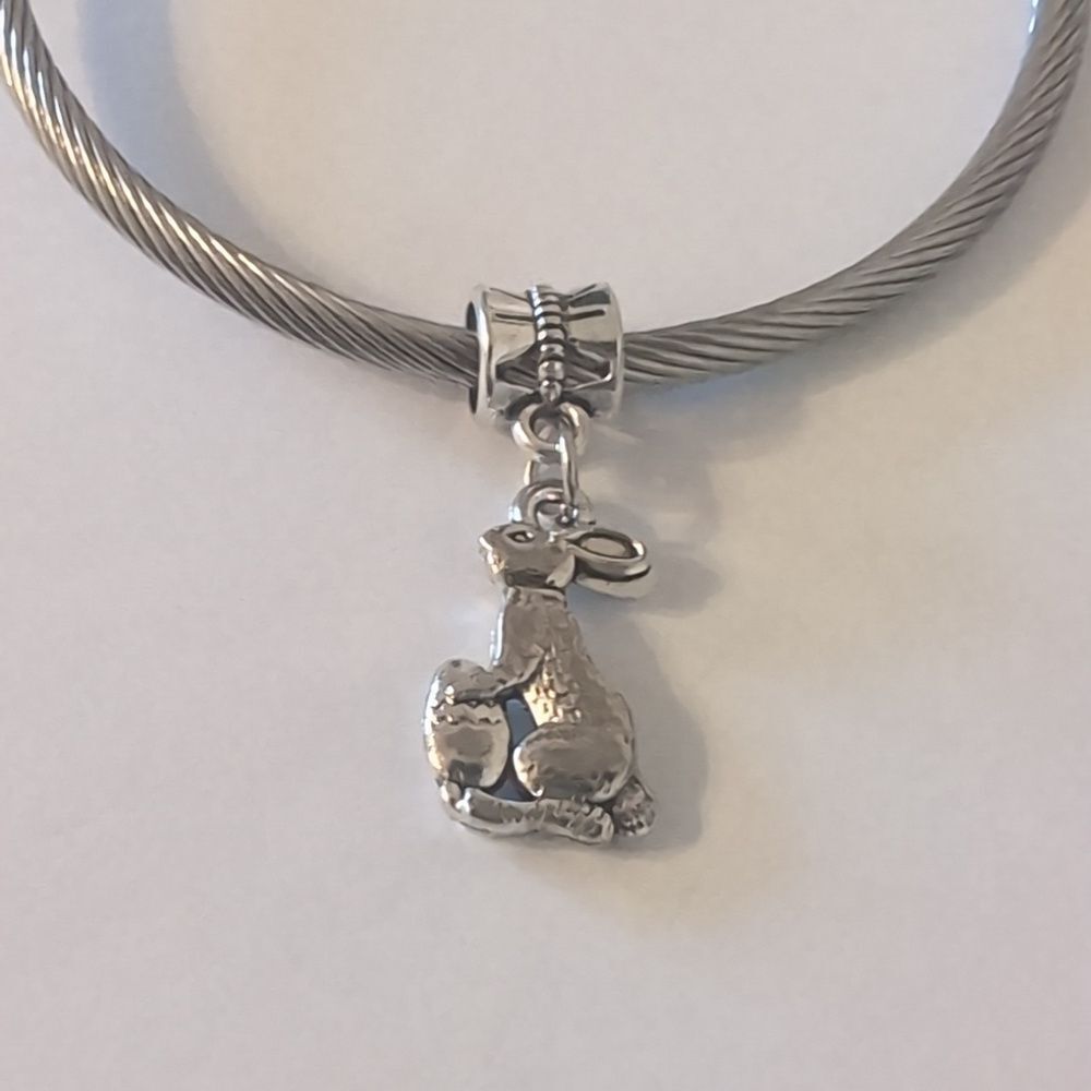 Silver Rabbit Dangle Charm‎ for Pandora Style Bracelet